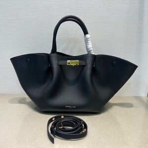 DeMellier The New York Black Small Grain Leather Tote Elegant Black Tote